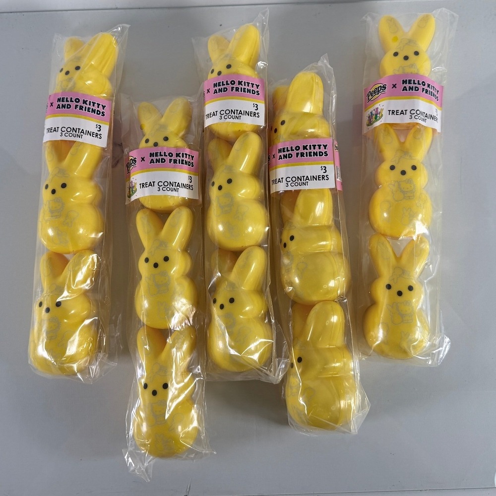 Peeps‎ x Hello Kitty Sanrio Yellow Bunny Treat Containers 5 Packs of 3 PSHK005